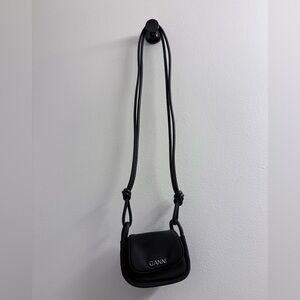 Black Knot Mini Flap Over Bag - Black
